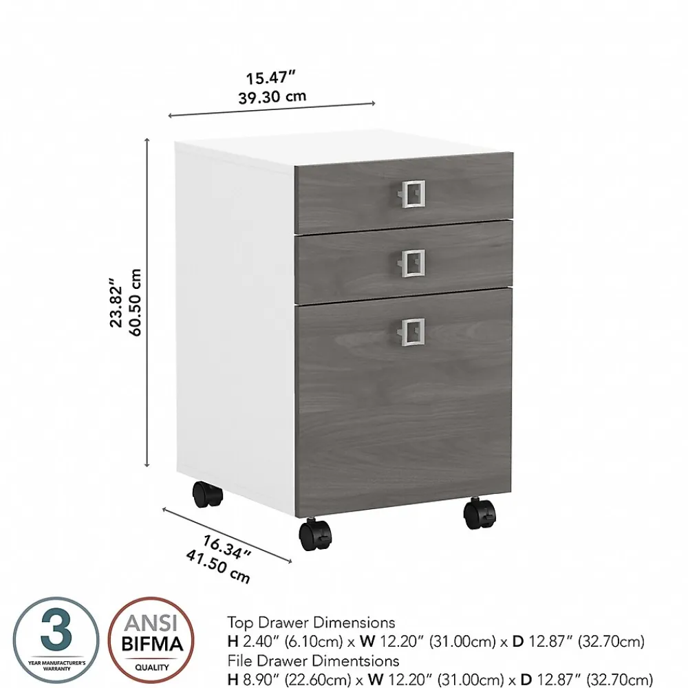 File Cabinets*Bush Business Furniture Echo 3 Drawer Mobile File Cabinet, Pure White/Modern Gray (KI60501-03)