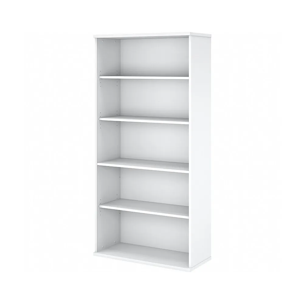 Bookcases*Bush Business Furniture Easy Office 72.79" 5-Shelf Bookcase with Adjustable Shelves, White Laminated Wood (EO105WH)