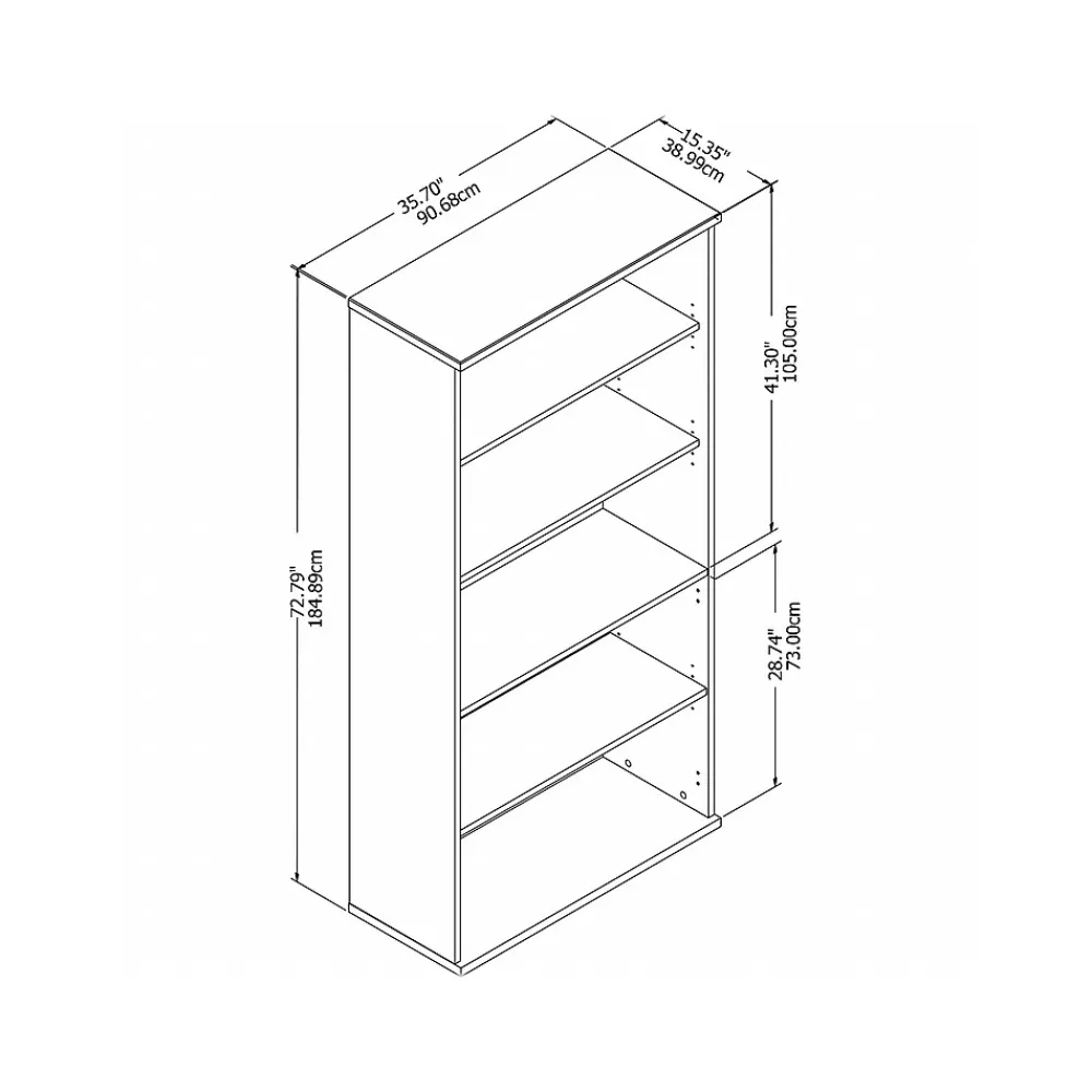 Bookcases*Bush Business Furniture Easy Office 72.79" 5-Shelf Bookcase with Adjustable Shelves, White Laminated Wood (EO105WH)