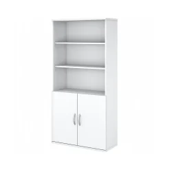 Bookcases*Bush Business Furniture Easy Office 72.79" 5-Shelf Bookcase with Doors, White Laminated Wood (EO106WH)