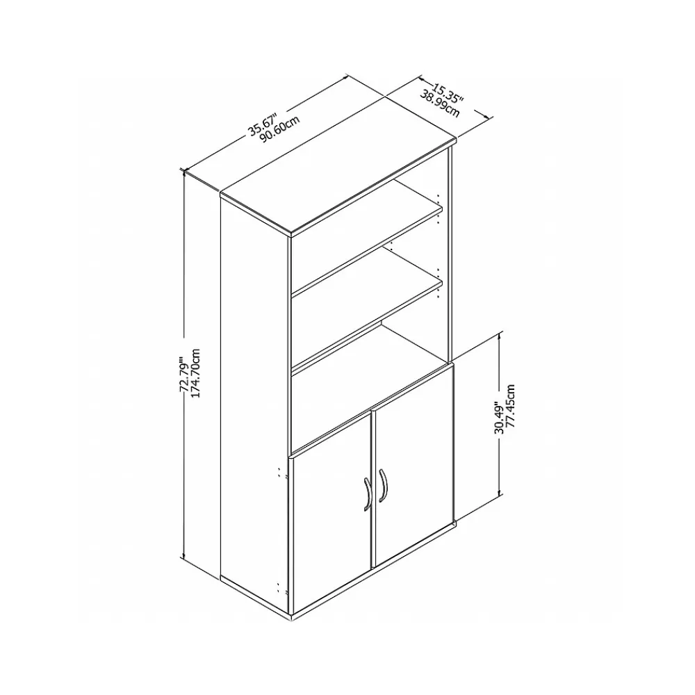 Bookcases*Bush Business Furniture Easy Office 72.79" 5-Shelf Bookcase with Doors, White Laminated Wood (EO106WH)