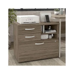 Storage Cabinets*Bush Business Furniture Hybrid 26" Office Storage Cabinet with Drawers and 2 Shelves, (HYF130MHSU-Z) Modern Hickory