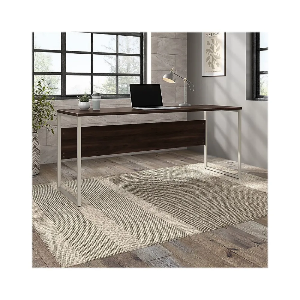Computer Desks*Bush Business Furniture Hybrid 72"W Computer Table Desk with Metal Legs, Black Walnut (HYD272BW)