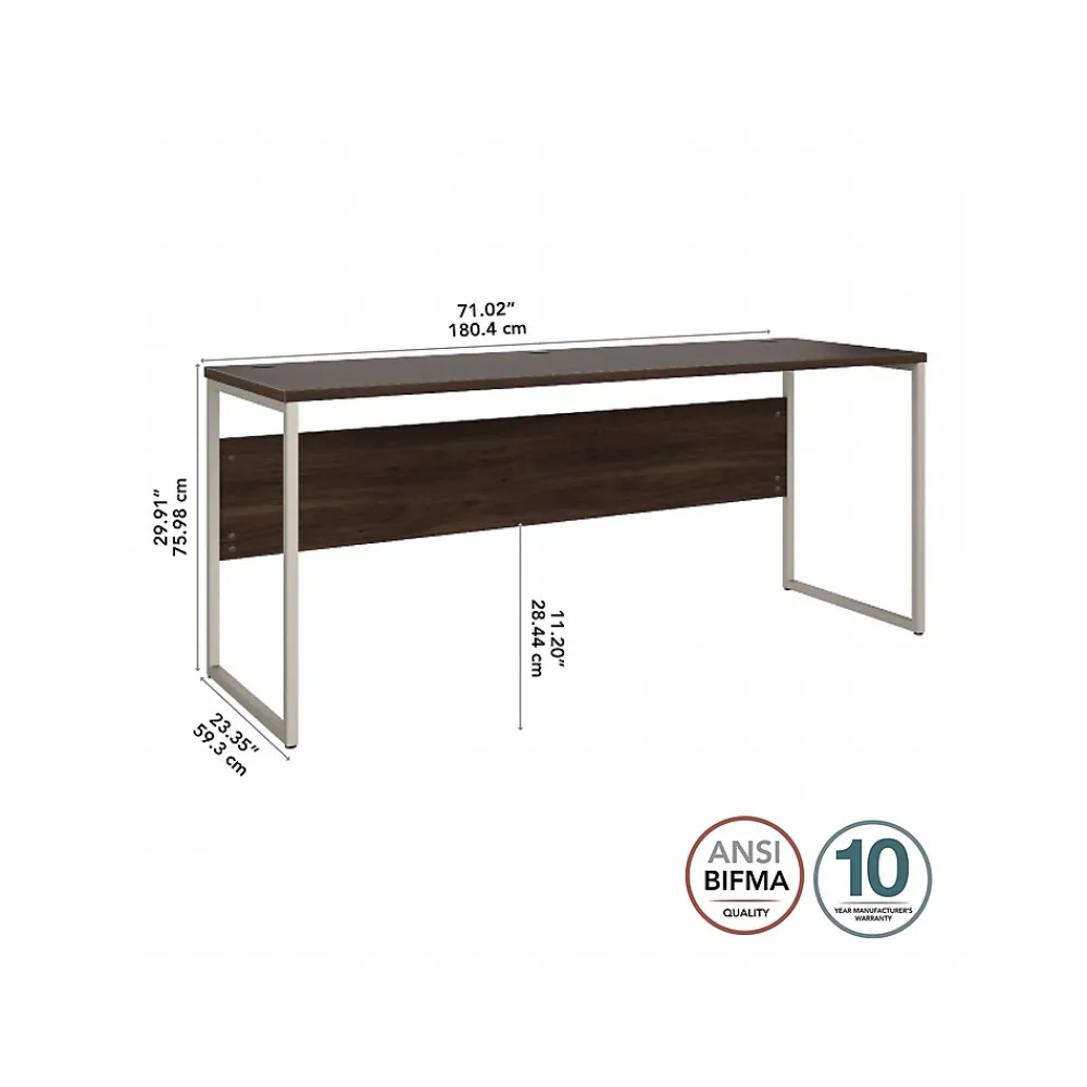 Computer Desks*Bush Business Furniture Hybrid 72"W Computer Table Desk with Metal Legs, Black Walnut (HYD272BW)