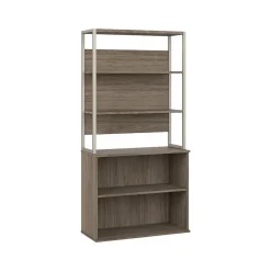 Bookcases*Bush Business Furniture Hybrid 71"H 4-Shelf Etagere Bookcase with Adjustable Shelf, (HYB023MH) Modern Hickory