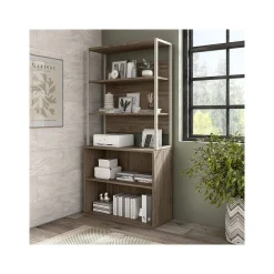 Bookcases*Bush Business Furniture Hybrid 71"H 4-Shelf Etagere Bookcase with Adjustable Shelf, (HYB023MH) Modern Hickory