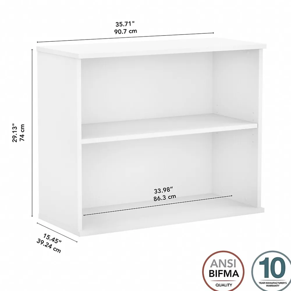 Bookcases*Bush Business Furniture 29"H 2-Shelf Bookcase with Adjustable Shelf, White (BK3036WH)