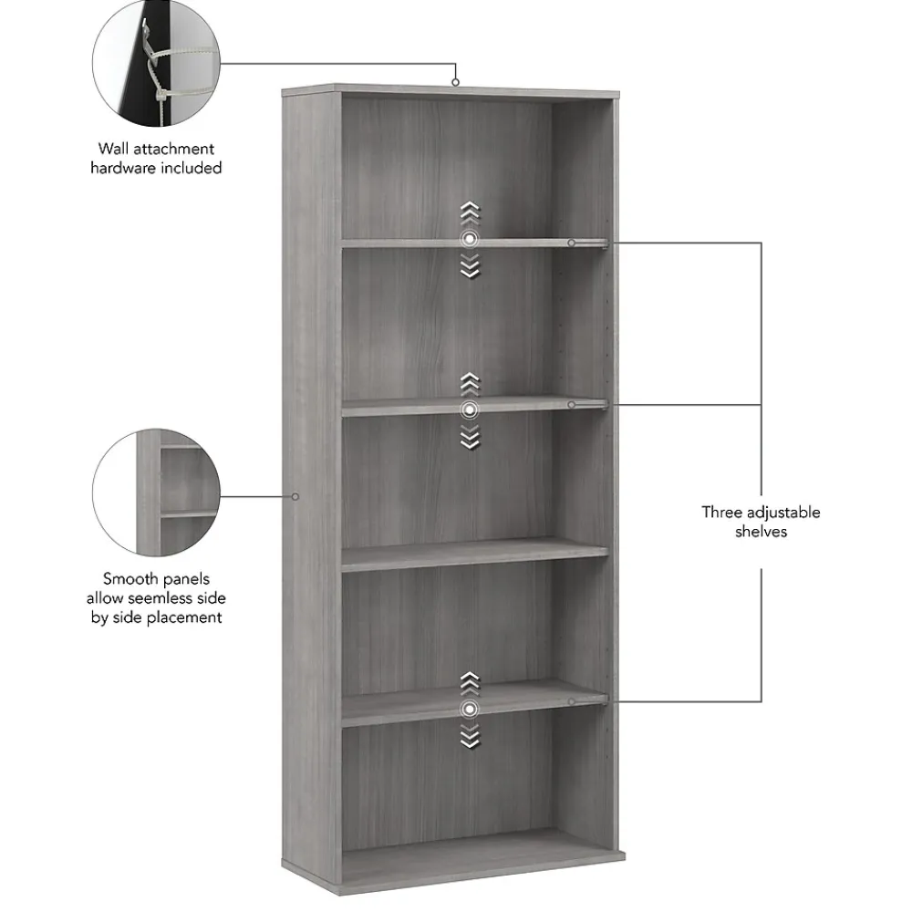 Bookcases*Bush Business Furniture Hustle Tall 5 Shelf Bookcase, Platinum Gray (HUB230PG)