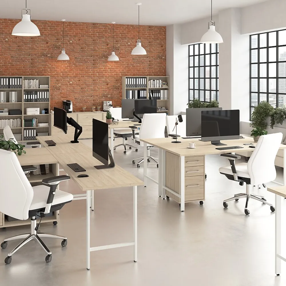 Office Desks*Bush Business Furniture Hustle 48"W Computer Desk with Metal Legs, Natural Elm (HUD148NE)