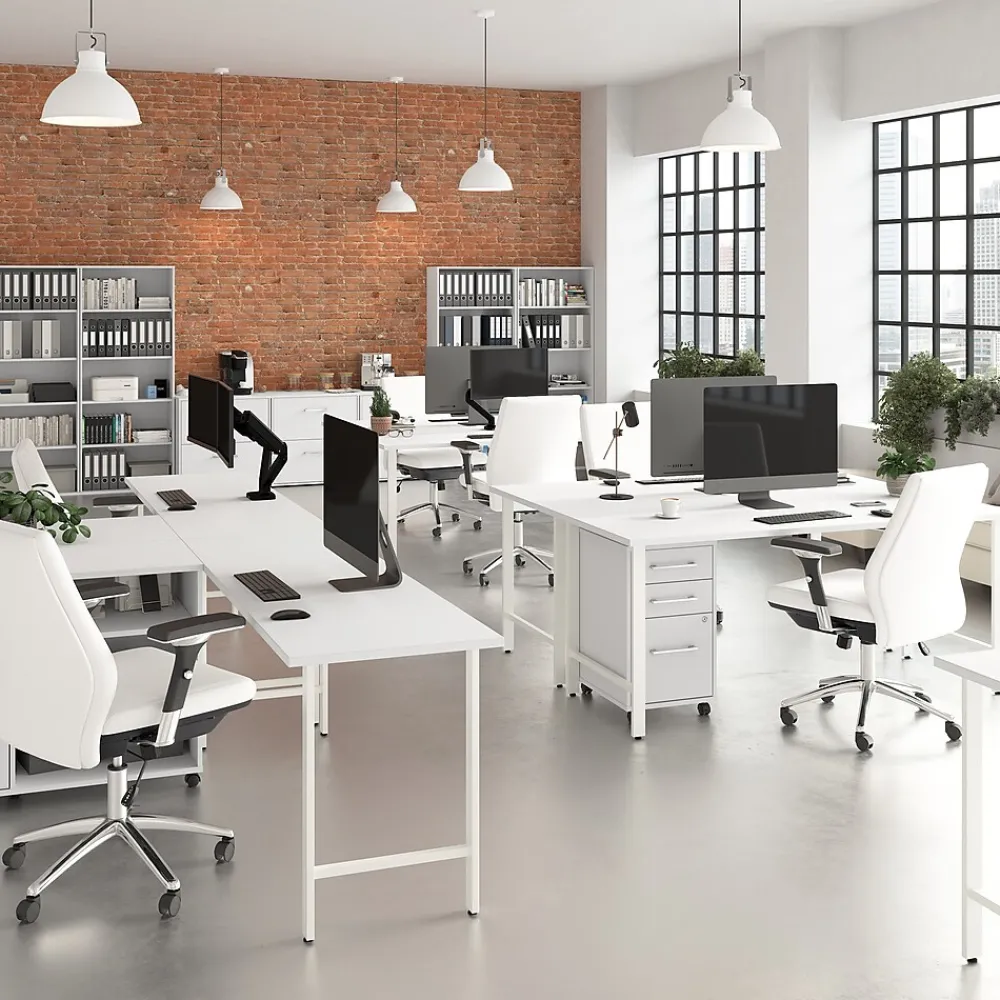 L-Desks*Bush Business Furniture Hustle 72"W L Shaped Computer Desk with Metal Legs, White (HUS001WH)