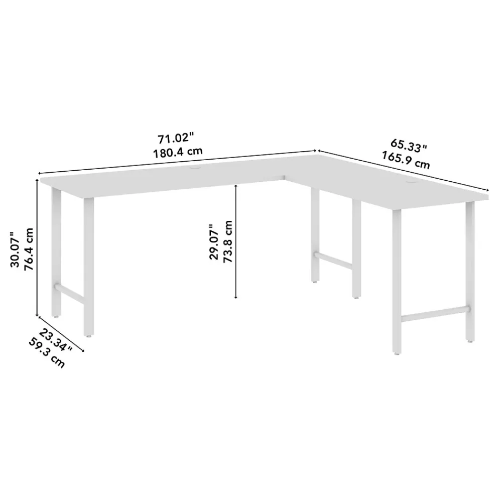 L-Desks*Bush Business Furniture Hustle 72"W L Shaped Computer Desk with Metal Legs, White (HUS002WH)