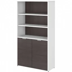 Bookcases*Bush Business Furniture Jamestown 66"H 5-Shelf Bookcase with Adjustable Shelves, Storm Gray/White Laminated Wood (JTB136SGWH)