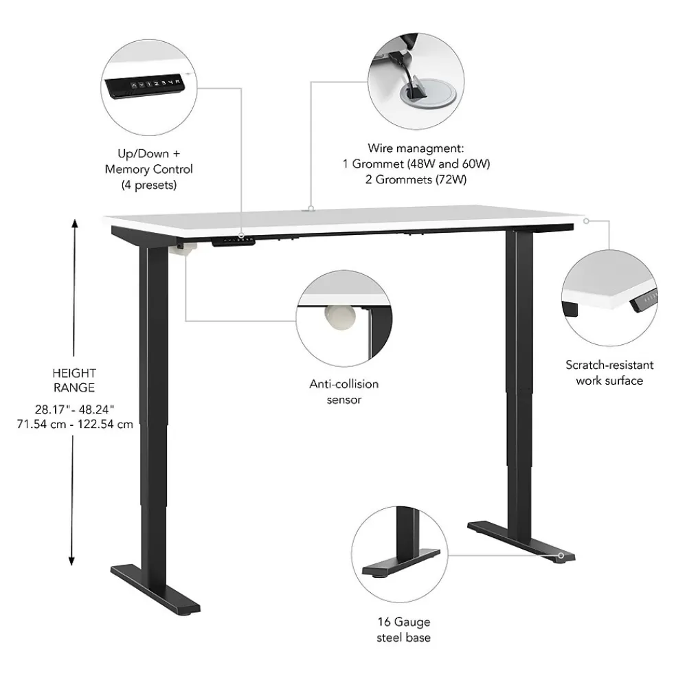 Standing Desks*Bush Business Furniture Move 40 Series 48"W Electric Height Adjustable Standing Desk, White/Black (M4S4824WHBK)