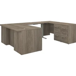 Standing Desks*Bush Business Furniture Office 500 72"W Adjustable U-Shaped Executive Desk with Drawers, (OF5005MHSU) Modern Hickory