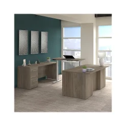 Standing Desks*Bush Business Furniture Office 500 72"W Adjustable U-Shaped Executive Desk with Drawers, (OF5005MHSU) Modern Hickory