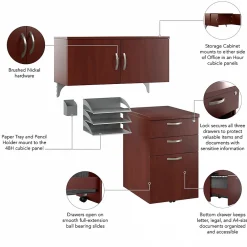 Storage Cabinets*Bush Business Furniture Office in an Hour Cubicle Storage with Cabinet, Paper Tray, & Pencil Holder, Hansen Cherry (WC36490-03K)