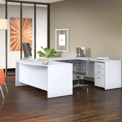 Office Desks*Bush Business Furniture Studio C 72"W U Shaped Desk with Mobile File Cabinet, (STC004WH) White