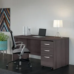 Computer Desks*Bush Business Furniture Studio C 60"W Office Desk with Mobile File Cabinet, (STC014SG) Storm Gray