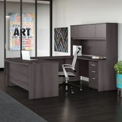 Computer Desks*Bush Business Furniture Studio C 72"W U Shaped Desk with Hutch and Mobile File Cabinet, (STC003SG) Storm Gray