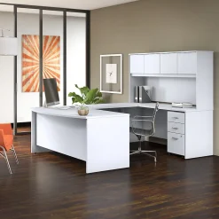 Computer Desks*Bush Business Furniture Studio C 72"W U Shaped Desk with Hutch and Mobile File Cabinet, (STC003WH) White