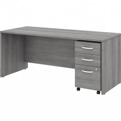 Office Desks*Bush Business Furniture Studio C 72"W Office Desk with Mobile File Cabinet, (STC013PGSU) Platinum Gray
