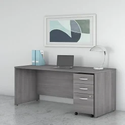 Office Desks*Bush Business Furniture Studio C 72"W Office Desk with Mobile File Cabinet, (STC013PGSU) Platinum Gray