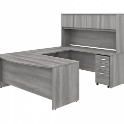 Office Desks*Bush Business Furniture Studio C 72"W U Shaped Desk with Hutch and Mobile File Cabinet, (STC003PGSU) Platinum Gray
