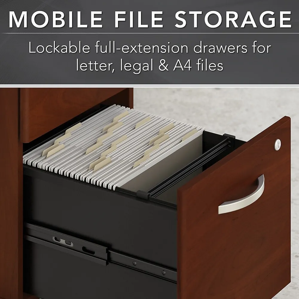 Computer Desks*Bush Business Furniture Studio C 72"W Office Desk with Mobile File Cabinet, (STC013HCSU) Hansen Cherry