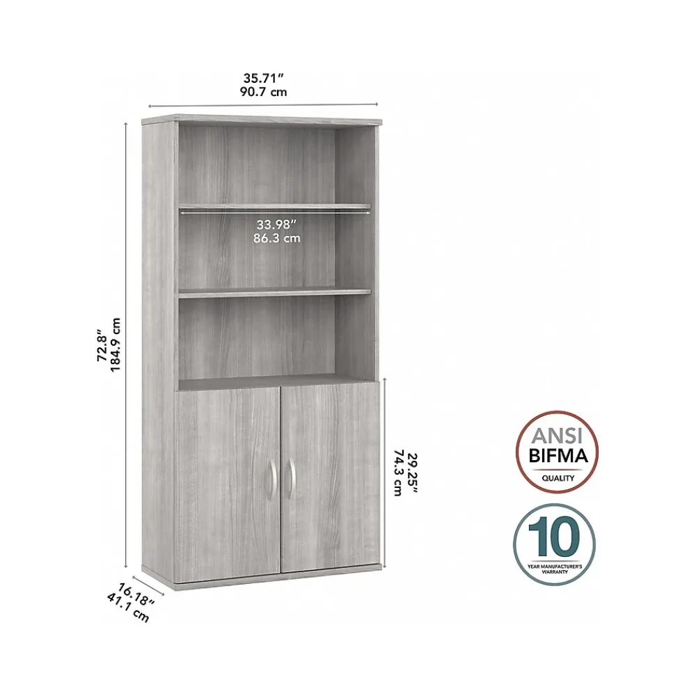 Bookcases*Bush Business Furniture Studio A 73"H 5-Shelf Bookcase with Adjustable Shelves, Laminated Wood (STA010PG) Platinum Gray