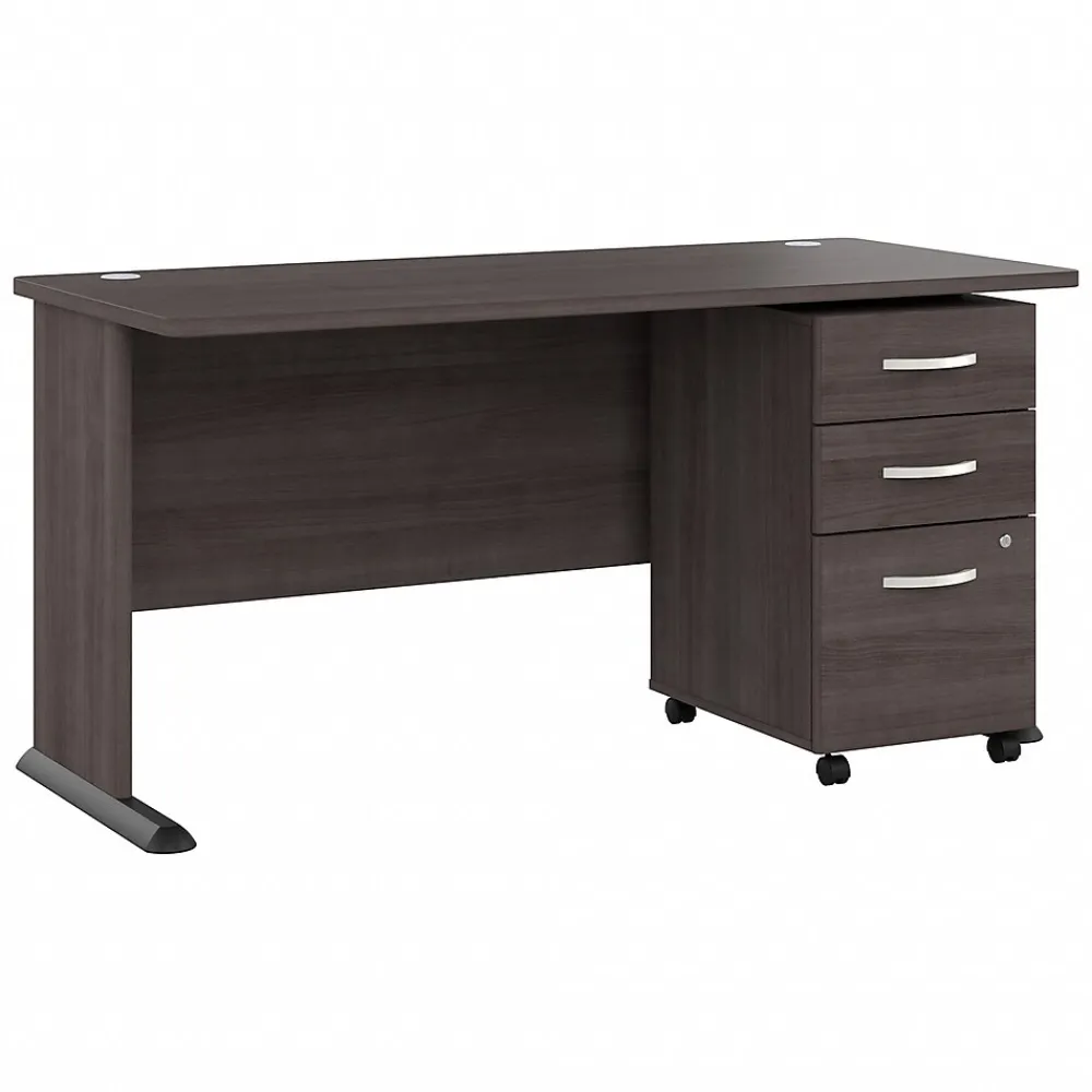 Computer Desks*Bush Business Furniture Studio A 60"W Computer Desk with 3 Drawer Mobile File Cabinet, (STA002SGSU) Storm Gray