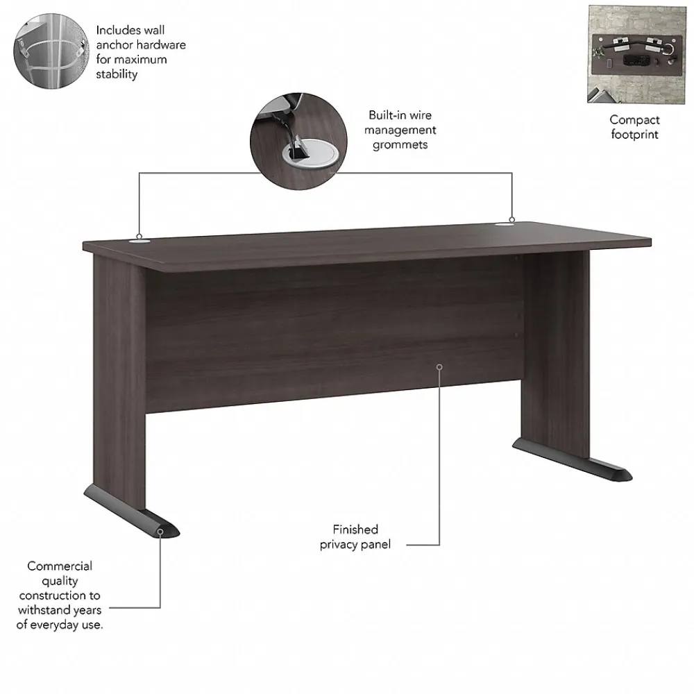 Computer Desks*Bush Business Furniture Studio A 60"W Computer Desk with 3 Drawer Mobile File Cabinet, (STA002SGSU) Storm Gray