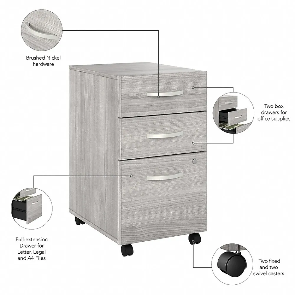 Computer Desks*Bush Business Furniture Studio A 60"W Computer Desk with 3 Drawer Mobile File Cabinet, (STA002PGSU) Platinum Gray