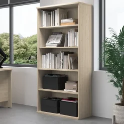 Bookcases*Bush Business Furniture Studio C Tall 5 Shelf Bookcase, Natural Elm (SCB136NE)