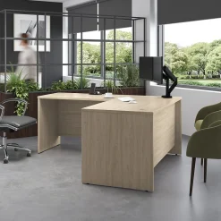 L-Desks*Bush Furniture Bush Business Furniture Studio C 60"W L Shaped Desk with Return, Natural Elm (STC050NE)