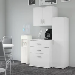 Storage Cabinets*Bush Business Furniture Universal 62" 3-Piece Modular Storage Set with 5 Shelves, White (UNS005WH)