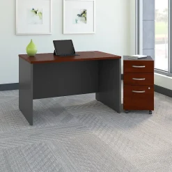 Computer Desks*Bush Business Furniture Westfield 48W x 30D Office Desk w/ Mobile File Cabinet, Hansen Cherry (SRC048HCSU)