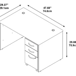 Computer Desks*Bush Business Furniture Westfield 48W Desk with Pre-Assembled 3Dwr Mobile Pedestal, Mocha Cherry