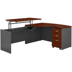 Standing Desks*Bush Business Furniture Westfield 60"W Left Hand 3 Position Sit to Stand L Desk w/ File Cabinet, Hansen Cherry (SRC127HCSU) Hansen Cherry/Graphite