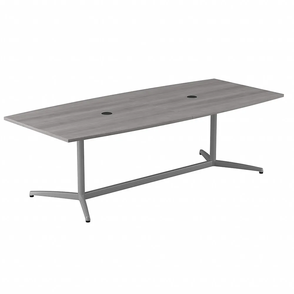 Conference Room Tables*Bush Business Furniture 96W x 42D Boat Shaped Conference Table with Metal Base, (99TBM96PGSVK) Platinum Gray