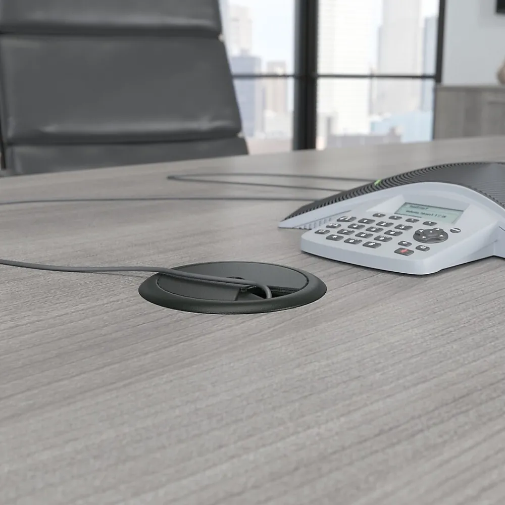 Conference Room Tables*Bush Business Furniture 96W x 42D Boat Shaped Conference Table with Metal Base, (99TBM96PGSVK) Platinum Gray