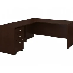 L-Desks*Bush Business Furniture Westfield 66"W L Shaped Desk with Return and Mobile File Cabinet, (SRC083MRSU) Mocha Cherry