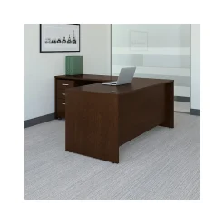 L-Desks*Bush Business Furniture Westfield 66"W L Shaped Desk with Return and Mobile File Cabinet, (SRC083MRSU) Mocha Cherry