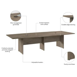 Conference Room Tables*Bush Business Furniture 120W x 48D Boat Shaped Conference Table with Wood Base, Modern Hickory (99TB12048MHK)