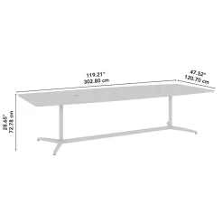 Conference Room Tables*Bush Business Furniture 120W x 48D Boat Shaped Conference Table with Metal Base, Modern Hickory (99TBM120MHSVK)