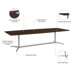 Conference Room Tables*Bush Business Furniture 120W x 48D Boat Shaped Conference Table with Metal Base, Black Walnut (99TBM120BWSVK)