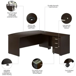L-Desks*Bush Business Furniture Westfield 72W Bow Front L Shaped Desk with 42W Return and Mobile File Cabinet, Mocha Cherry (SRC167MRSU)