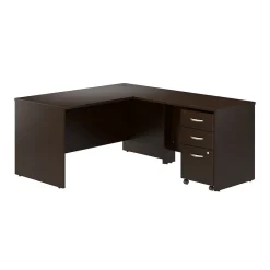 L-Desks*Bush Business Furniture Westfield 60"W L Shaped Desk with 42W Return and Mobile File Cabinet, Mocha Cherry (SRC168MRSU)