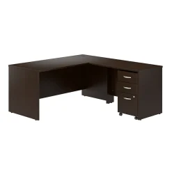 L-Desks*Bush Business Furniture Westfield 66"W L Shaped Desk with 42W Return and Mobile File Cabinet, Mocha Cherry (SRC165MRSU)