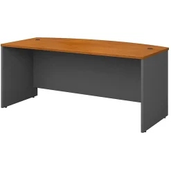 Computer Desks*Bush Business Furniture Westfield 72"W Bow Front Desk, (WC72446) Natural Cherry/Graphite Gray