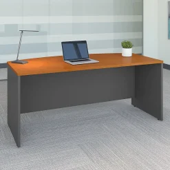 Computer Desks*Bush Business Furniture Westfield 72"W Bow Front Desk, (WC72446) Natural Cherry/Graphite Gray